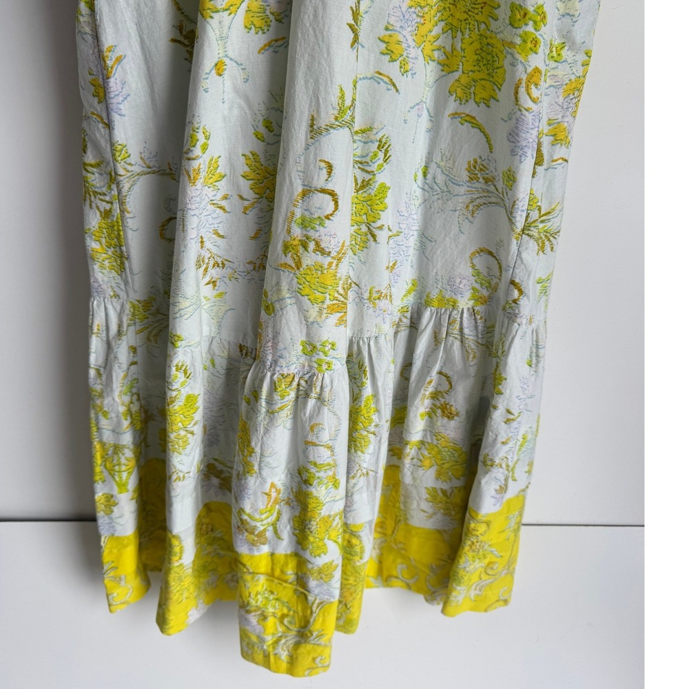 Anthropologie Solenne flounced maxi dress light blue yellow floral tiered 8 P - Picture 9 of 15